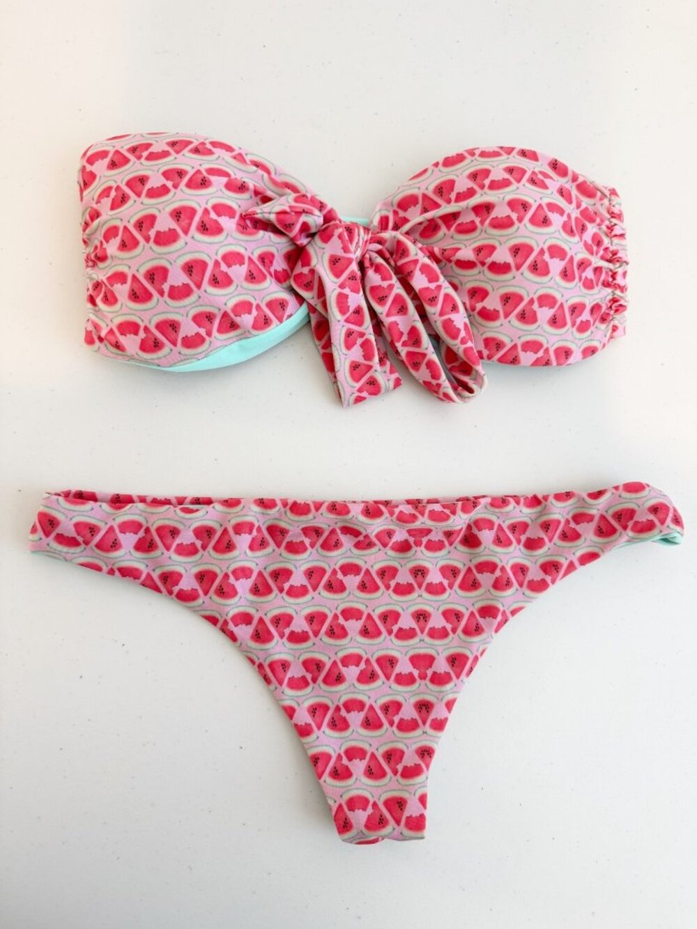 Lolli Swim Watermelon Print Bikini Set Pink Summer Vacation Beachy Resortwear